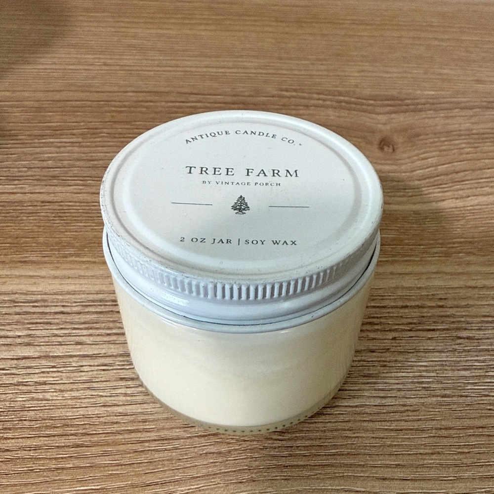 Candle - 2 oz. Tree Farm  scent. Burns clean. Soy wax